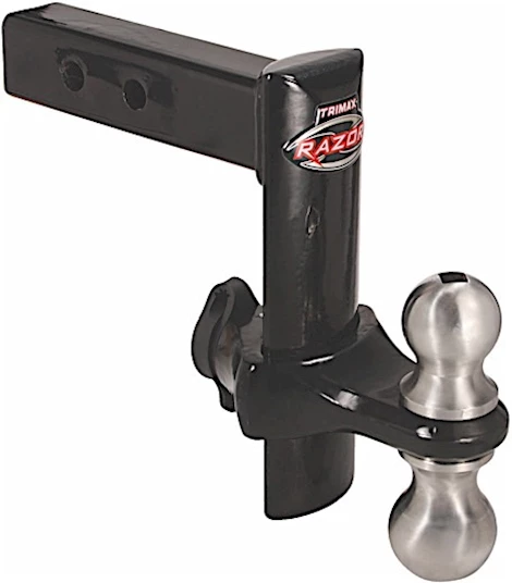 Trimax Locks Trimax razor 8in drop/rise powder coat black- includes dual 2"  and 2- 5/16" chrome balls Main Image