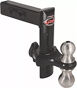 Trimax Locks Trimax razor 8in drop/rise powder coat black- includes dual 2"  and 2- 5/16" chrome balls
